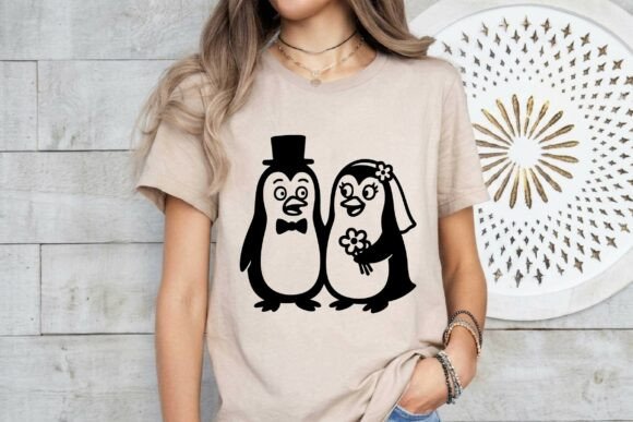 Adorable Penguin Couple SVG for Wedding Crafts