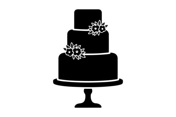 Black Wedding Cake with Flowers Vector I: Your Essential Design Asset
