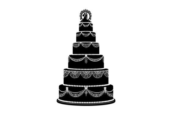 Black Wedding Cake with White Decoration: Bold, Modern Typography