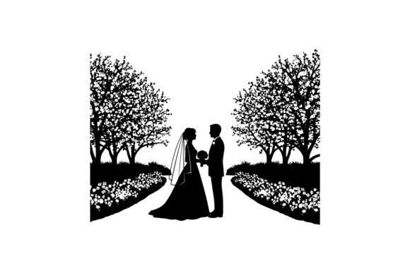 Bride and Groom Wedding Silhouette: A Clean Design Asset