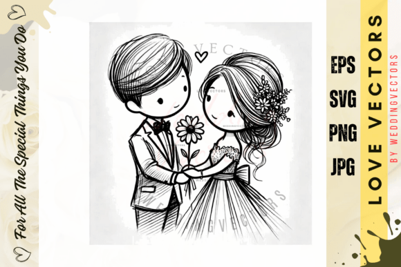 Celebrate Your Love Story with Wedding Couple and Love Vectors - C719