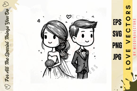 Elegant Romance: Using Wedding Couple and Love Vectors - C5028