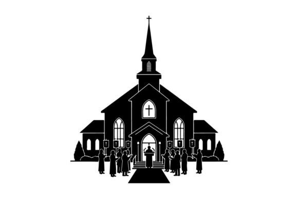 Timeless Contrast: Black and White Church Wedding Ceremony
