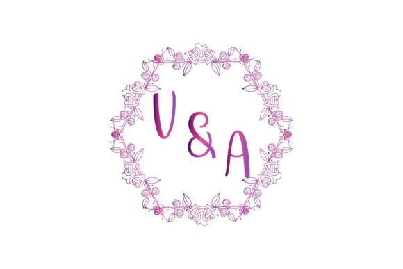 V & A Initial Flower Wedding Invitation: A Floral Monogram Design