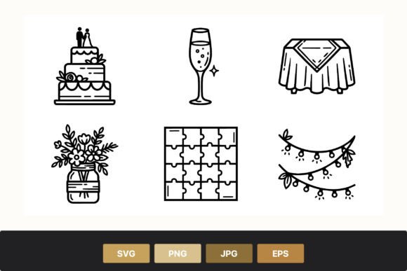 Wedding Celebration Line Art Vector: Elegant Assets for Modern Design