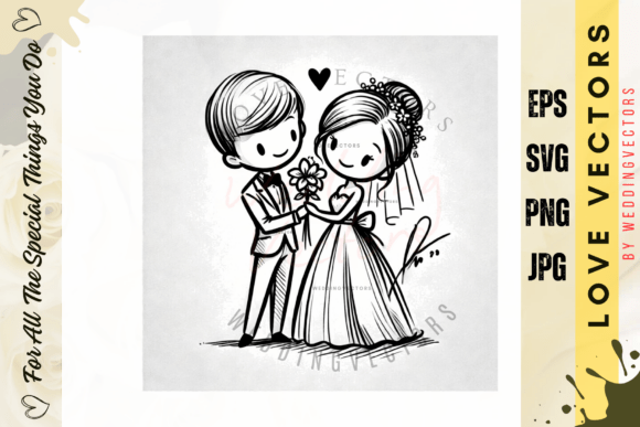 Wedding Couple and Love Vectors - C516: Soft Luxury for Modern Romance