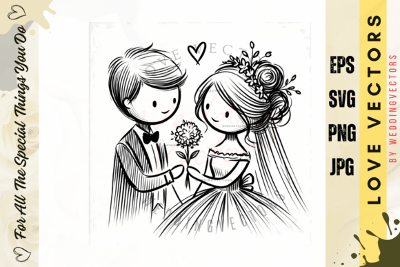 Wedding Couple and Love Vectors - C544: A Designer's Guide to Romantic Graphics