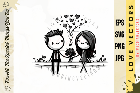 Wedding Couple and Love Vectors - C579: Pastel Perfection