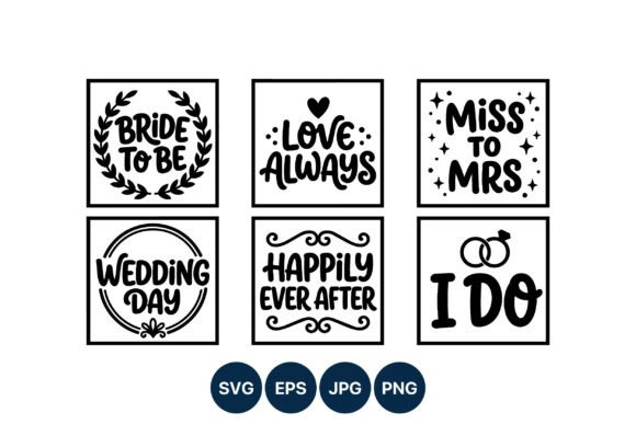Wedding Day Phrase Set: Black & White Lettering Essentials