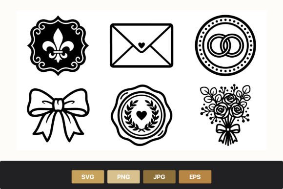 Wedding Rings Bouquet Bow Emblem Vector: Your Complete Design Asset